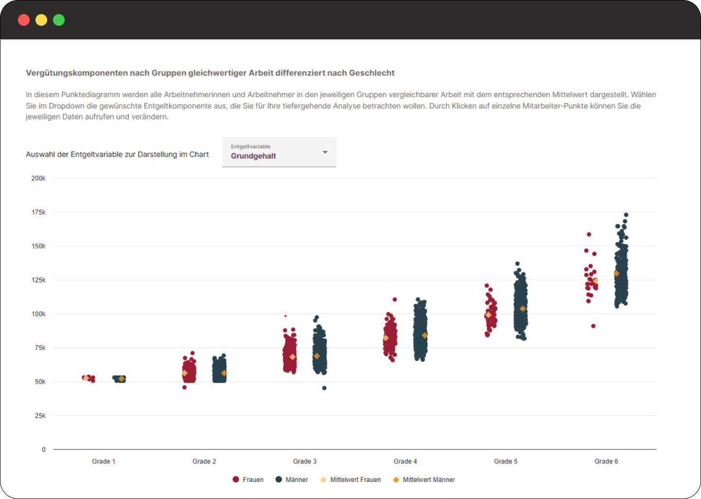 Veschiedene Screenshots, die einen Einblick in das Kienbaum Compensation Portal geben