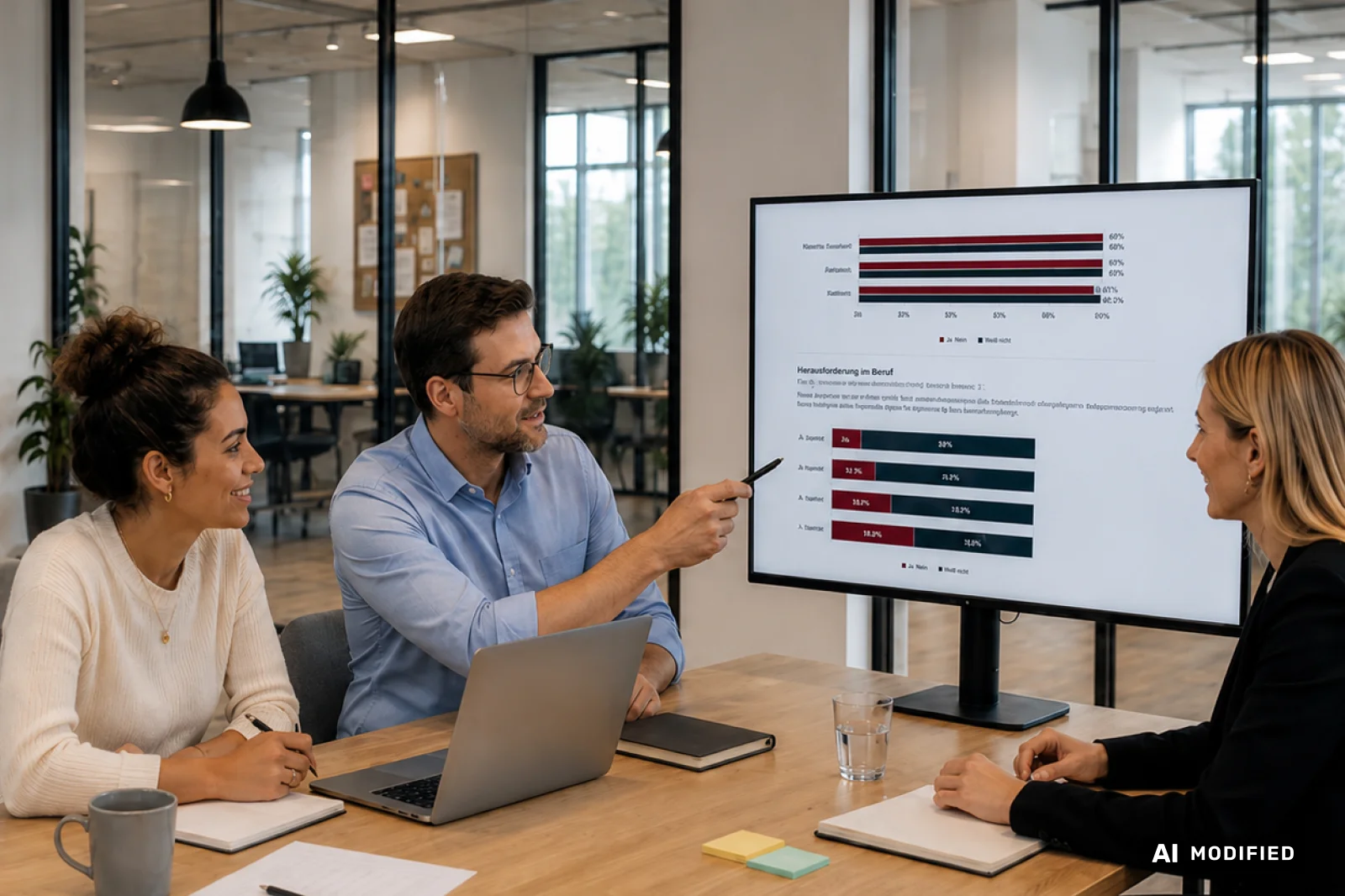 HR Managerin schaut auf die Ergebnisse aus dem Kienbaum Compensation Portal - KI modifiziert